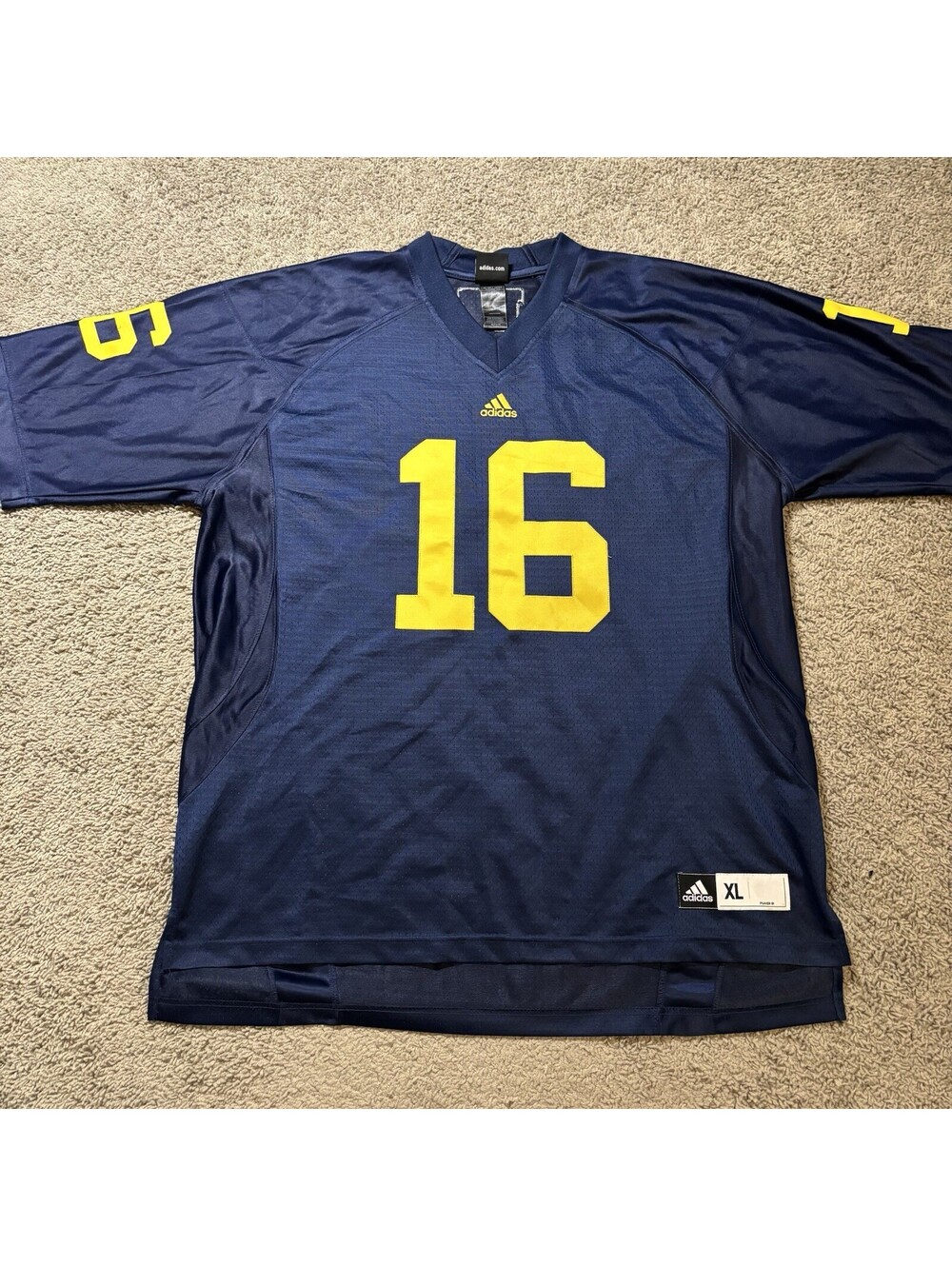 Adidas Michigan Wolverines #16 Football Jersey Mens XL Navy Blue Maize Yellow